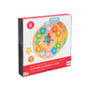 Box of the Petit Collage Multi-Language + Counting + Colors Wooden Learning Clock for ages 18 months+, featuring colorful numbers, multi-language options, and a cat illustration on the clock face.