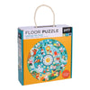 The Petit Collage Telling the Time 25-Piece Floor Puzzle features animal illustrations and a clock with movable hands; perfect for ages 3+.