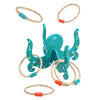 The Petit Collage Happy Octopus Wooden Hoopla is a ring toss game featuring a wooden octopus with rope rings and numbered tentacles showing point values for fun and skill.