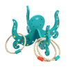 The Petit Collage Happy Octopus Wooden Hoopla is a ring toss game featuring numbered tentacles and rope rings with colorful beads.