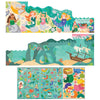 The Petit Collage Mermaid World Sticker Activity Set features mermaids, sea creatures, a sunken ship, and underwater scenes with sticker sheets and an illustrated ocean background.