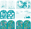 The Petit Collage Coloring Book With Stickers: Mermaids includes six illustrated panels of mermaids and sea life—some are pre-colored, others outlined for you to color.