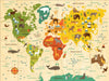 The Petit Collage World Map 24-Piece Floor Puzzle features colorful, simple illustrations of continents, oceans, and native animals for each region.