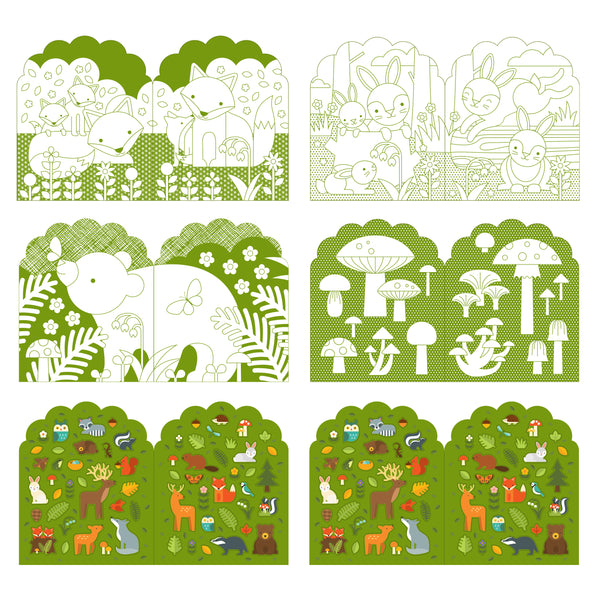 Coloring Book with Stickers: Woodland