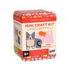 The Petit Collage Mini Craft Kit: Pocket Pet Kitten includes a felt kitten, orange fish, and pink mat. For ages 6+, the colorful kit box warns of small parts as a choking hazard.