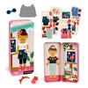 The Petit Collage At The Studio Shine Bright Magnetic Play Set includes a doll, clothing, and accessories, all in a storage tin with box packaging and multiple outfit options.