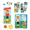 The Petit Collage Shine Bright: Sports Star is a magnetic dress-up toy set with a sports-themed character and mix-and-match outfits and accessories for soccer, baseball, tennis, and basketball.