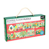 The Petit Collage Easter Parade Shaped Floor Puzzle comes in a rectangular box with a rope handle, features colorful animal illustrations, and is designed for ages 3+.