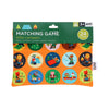 Little Campers Matching Game by Petit Collage, for ages 3+, has 24 cards and a pouch with playful cartoon camping animals.
