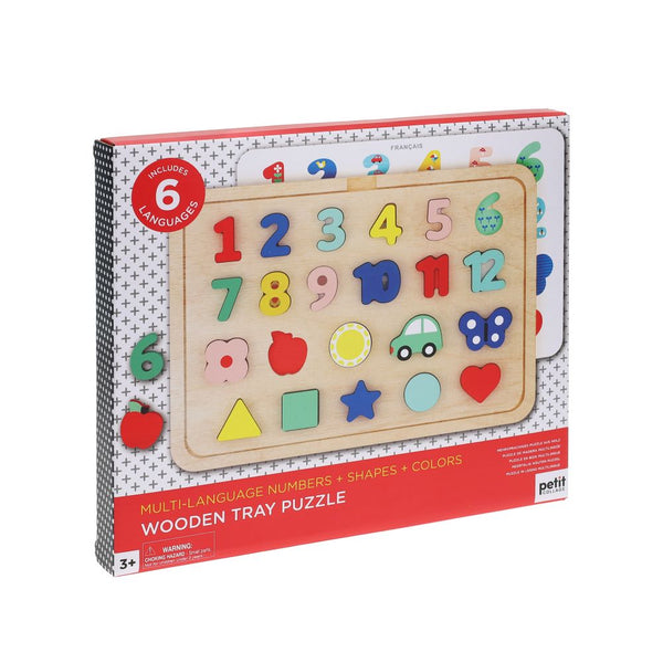 Wooden Tray Puzzle-Numbers, Shapes, Colors